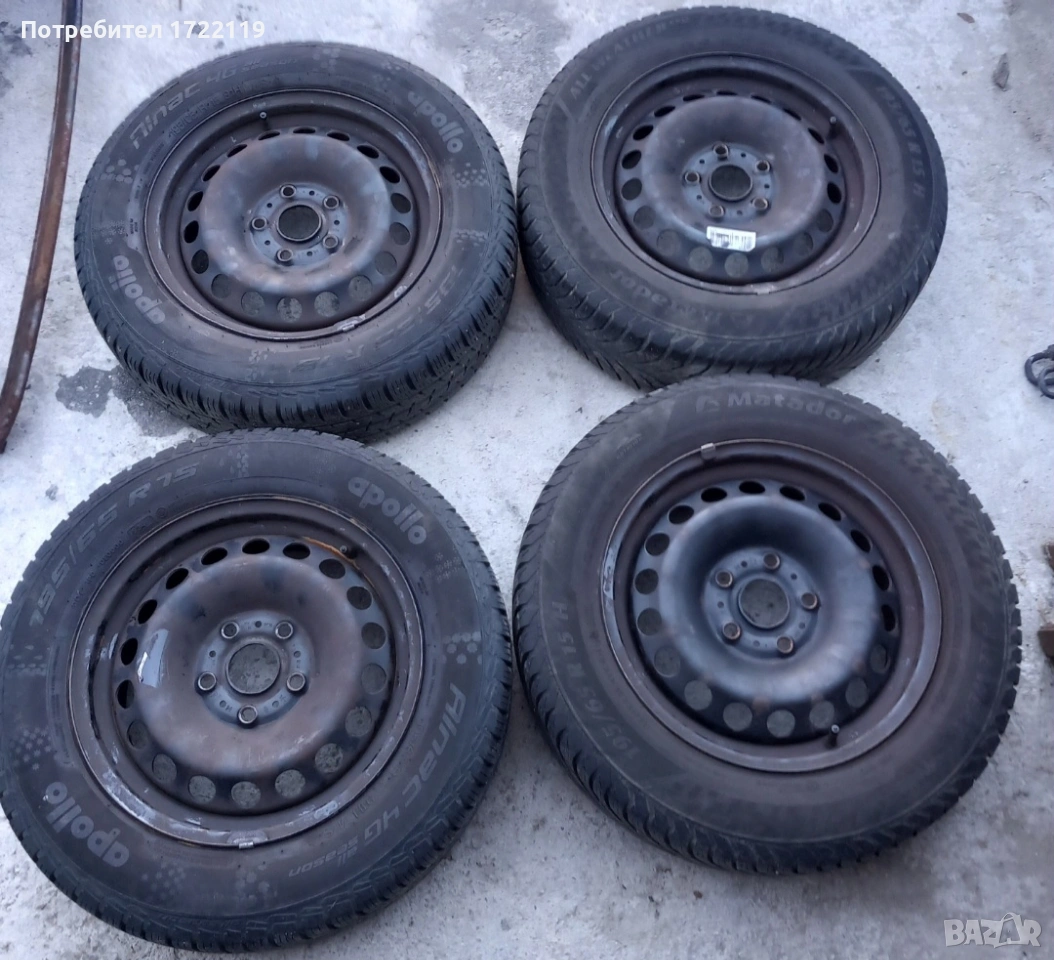 Всесезонни гуми 195 65 15 с джанти 4бр. Vw Audi Skoda Seat, снимка 1