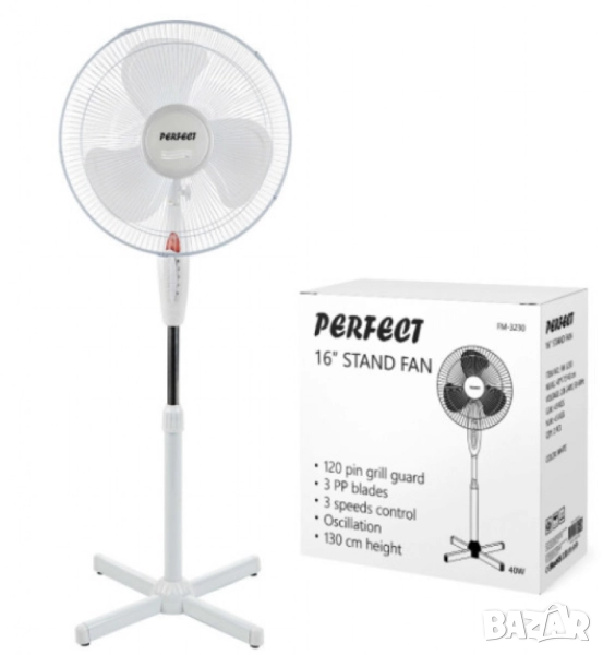 Вентилатор на стойка 16'',  Perfect FM – 40W, снимка 1