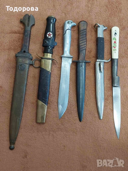 Лот остриета-Югославски щик,нож НКВД,немски окопен нож,румънски кортик,нож вендета, снимка 1
