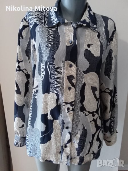 Копринена блуза в синьо, снимка 1