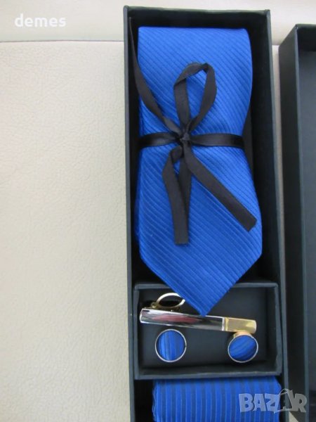 Сет за мъже от 4 елемента-вратовръзка, бутонели, игла, кърпичка, новнов, снимка 1