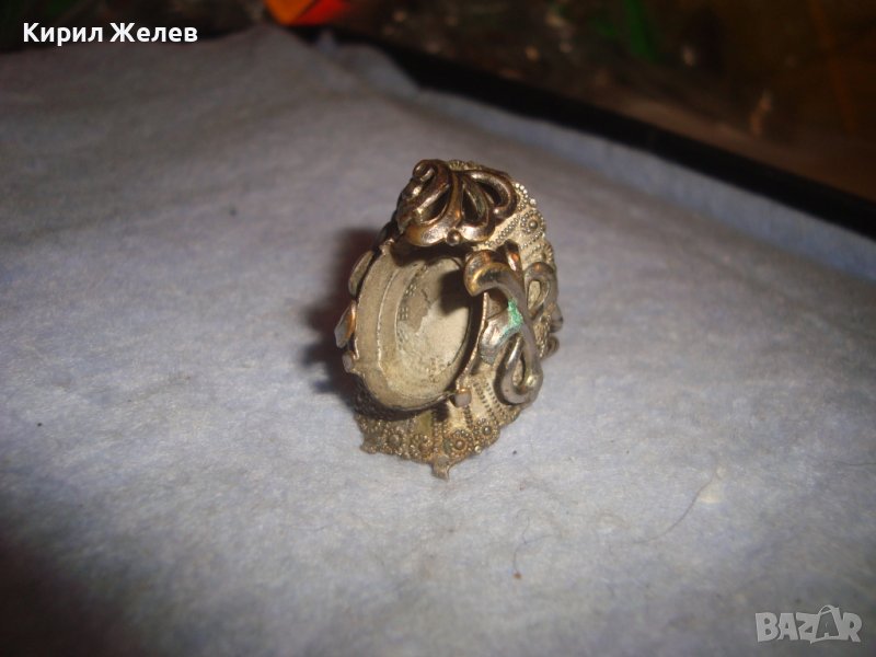 СТАР РЕТРО АРТ ДЕКО ПОСРЕБРЕН ПРЪСТЕН РЪЧНА МАЙСТОРКА ИЗРАБОТКА с ГНЕЗДО за ВГРАЖДАНЕ на КАМЪК 14938, снимка 1