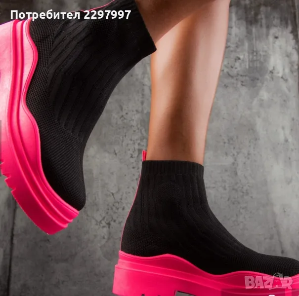 Дамски маратонки чорап с розава подметка, снимка 1
