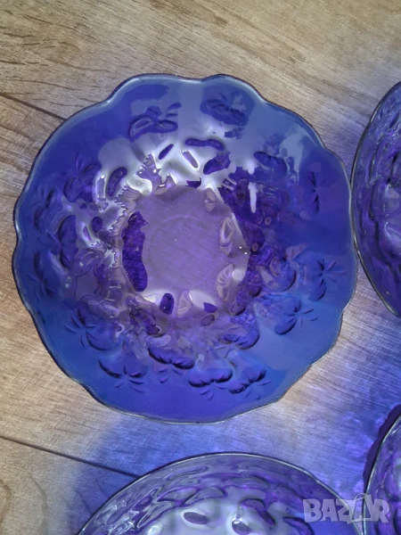 Синьо стъкло 6 бр. купучки/ на ягоди/, снимка 1