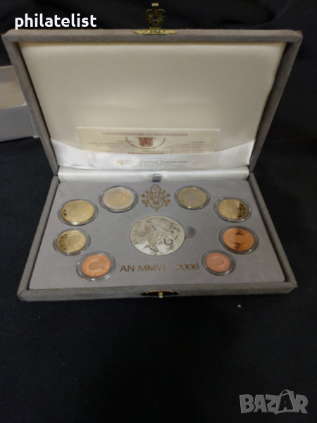 Ватикана PROOF 2006 г. - комплектен сет от 1 цент до 2 евро + сребърен възпоменателен медал, снимка 1