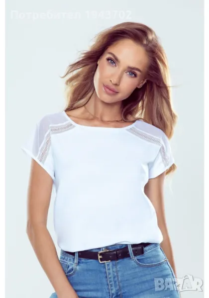 Дамска блуза с къс ръкав в бял цвят LISCA, снимка 1