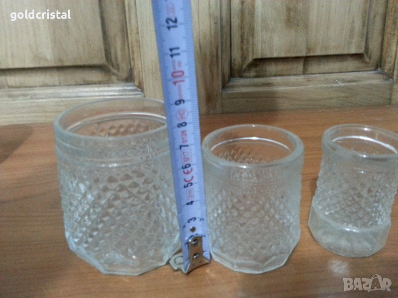 Ретро стъклени чаши за ракия уиски вода , снимка 1