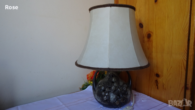 Настолна лампа Leuchte  Германия естествена кожа и керамична основа.                                , снимка 1