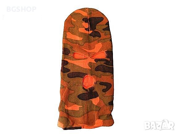Зимна шапка маска за лице - Оранжев камуфлаж, снимка 1