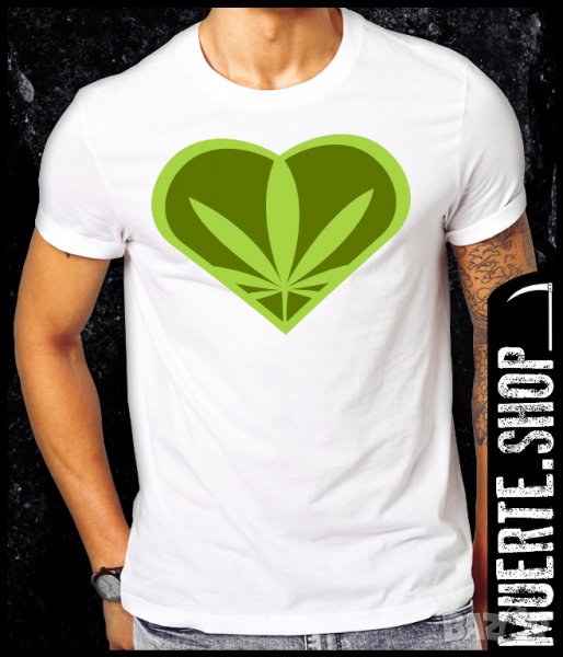 Тениска с щампа GANJA HEART, снимка 1