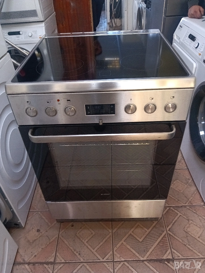 Иноксова свободно стояща печка с керамичен плот Asko с две години гаранция!, снимка 1