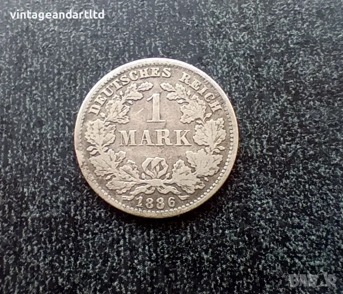 1 mark, марка 1886, Германия, сребро сребърна монета, снимка 1