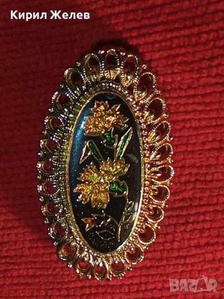 ПОЗЛАТЕНА ПРЕКРАСНА КРАСИВА ВИНТИДЖ АРТ ФЛОРАЛНА БРОШКА АЖУРНА отБЛАГОРОДНА НЕРЪЖДАЕМА СТОМАНА 32601, снимка 1