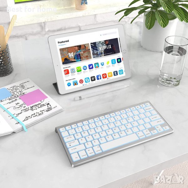 Безжична акумулаторна Bluetooth клавиатура с подсветка Jelly Comb, снимка 1