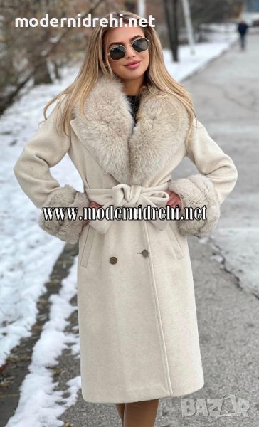 Дамско луксозно палто кашмир вълна и лисица код 192, снимка 1
