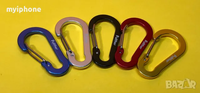 Мултифункционални алуминиеви карабинерчета за риболов и други 5 броя различни цветове 5 см., снимка 6 - Такъми - 48968073