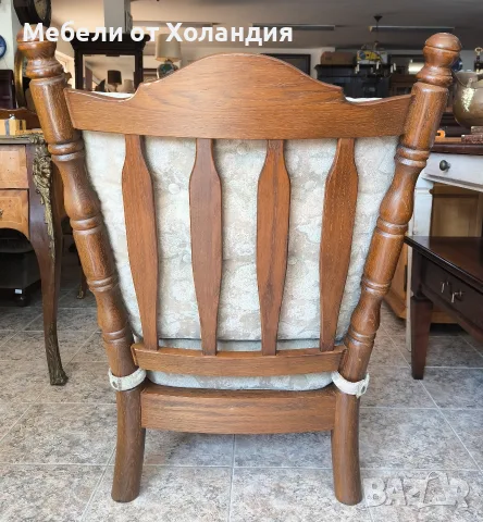 Дъбово кресло с дамаска, снимка 6 - Дивани и мека мебел - 55788261