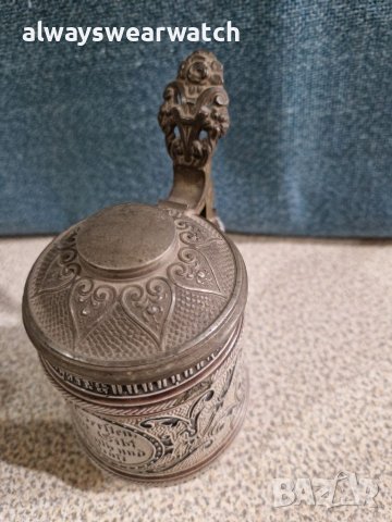 Стар немски бокал / халба / чаша - керамика и метал, снимка 3 - Декорация за дома - 38777105