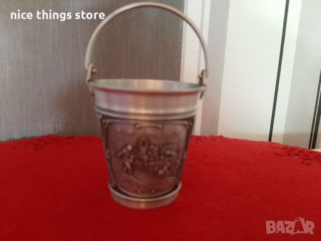 Чаша за лед никел немска старинна , снимка 4 - Антикварни и старинни предмети - 38536179