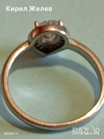 Сребърен пръстен с кристали Swarovski централния камък Minerva Halo Pear много красив стилен 28463, снимка 7 - Пръстени - 52882455