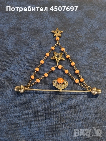 Антична сребърна брошка с диамантена паста и корал, викториански, снимка 5 - Други - 53885627