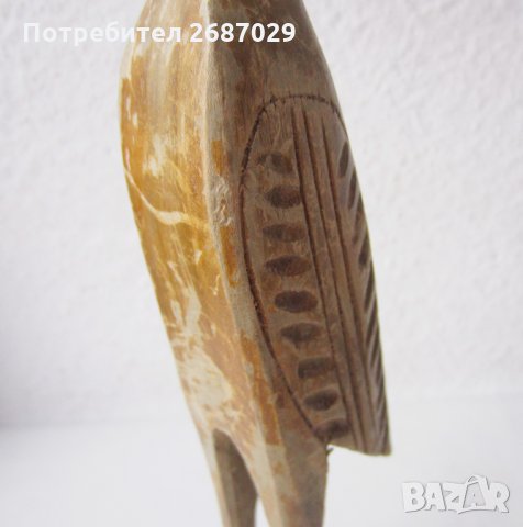 41 см висока стара Дървена фигура, дърворезба  водна птица, снимка 2 - Статуетки - 31999522