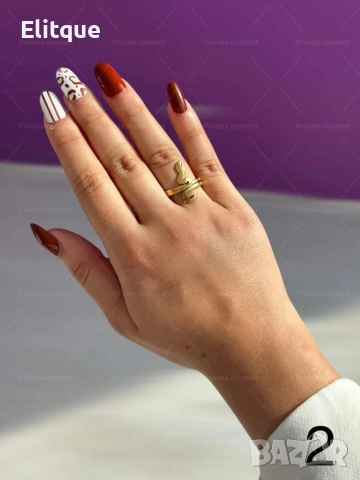 Хубав дамски златист пръстен тип змия от медицинска стомана, снимка 11 - Пръстени - 52871196