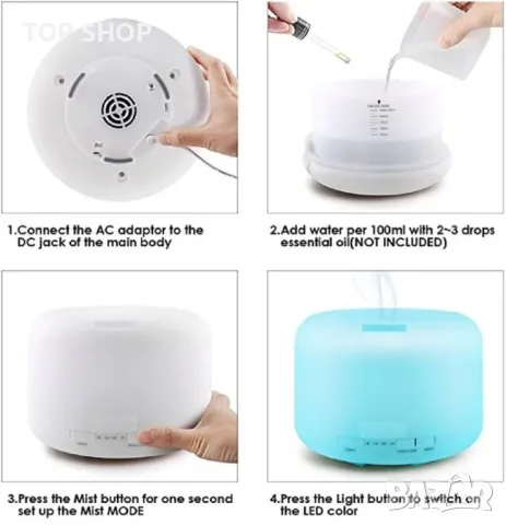 Арома дифузер 500 мл Tenevamo, снимка 6 - Други - 48774710