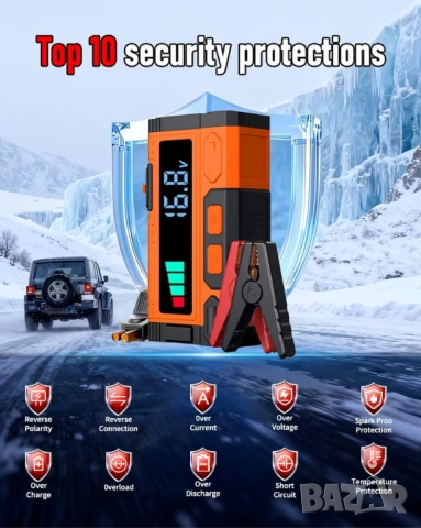 Jump Starter (бичѐ) - 12V/6000А бустер за подаване на ток и Power Bank , снимка 6 - Аксесоари и консумативи - 54093712