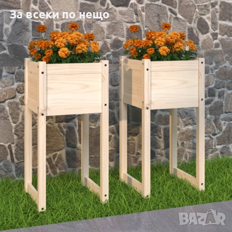 Плантери, 2 бр, 40x40x81 см, борово дърво масив Код P1104, снимка 5 - Градински мебели, декорация  - 51449794