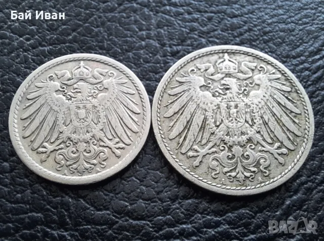 Стара монета/и 5 и 10 пфенига 1911 г. букви А - Германия-красиви !, снимка 4 - Нумизматика и бонистика - 49514758