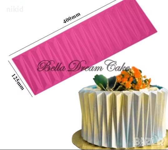 Голям дълги ромбове ромбоиди оригами релеф силиконов молд форма шоколад декор украса торта, снимка 2 - Форми - 52530303