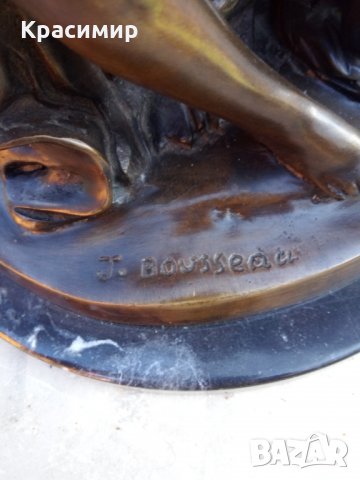 Бронзова статуетка "Зефир и Флора" - 19 век, 12 кг. Жак Бусо френски скулптор , снимка 4 - Антикварни и старинни предмети - 30809288