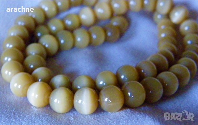 Стар гердан от хризоберил-цимофан с ефект "котешко око", снимка 6 - Колиета, медальони, синджири - 39075520