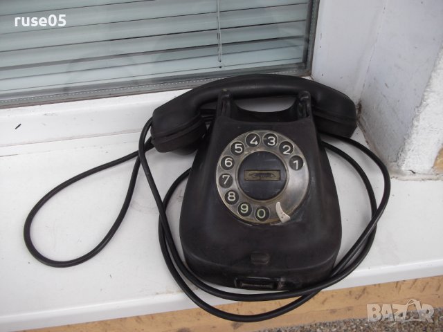 Телефон шайбов черен бакелитов стар от ранния соц, снимка 2 - Други ценни предмети - 44372897