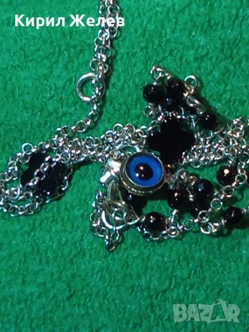 КРАСИВО СРЕБЪРНО ЕФИРНО КОЛИЕ СРЕБРО 925 с ВЕНЕЦИАНСКО СТЪКЛО 25810, снимка 3 - Колиета, медальони, синджири - 35719874