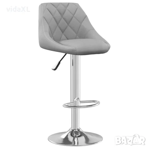 vidaXL Бар табуретки, 2 бр, светлосиви, кадифе, снимка 3 - Столове - 56147136
