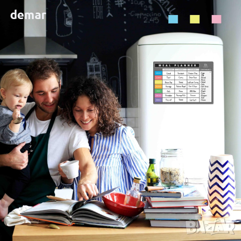 TMS магнитен планер за работа или семейно планиране (светло сиво и многоцветно, A4 (30 x 21 cm)), снимка 7 - Други стоки за дома - 44533926