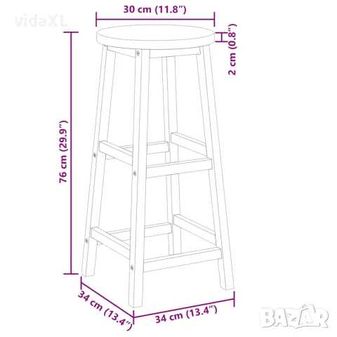 vidaXL Бар столове, 2 бр, акациево дърво масив, снимка 9 - Столове - 56147645