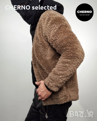  Мъжко кафяво поларено • шерпа флийс яке WEEKDAY Cody pile fleece cardigan – размер M•L, снимка 3 - Якета - 53905184
