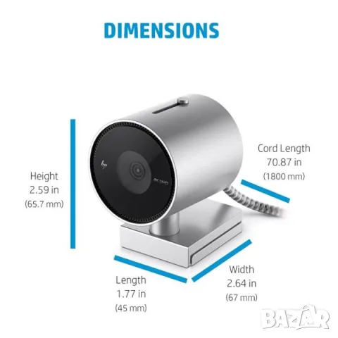 Нова HP 950 4K Webcam Уеб камера / 4K UHD / HDR / Auto Focus / AI Face Tracking, снимка 4 - Други - 55822343