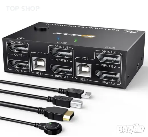 DP KVM превключвател с двоен дисплей