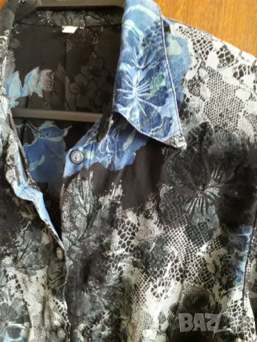 Дамска риза дълъг ръкав синьо и сиво, снимка 3 - Ризи - 30139161
