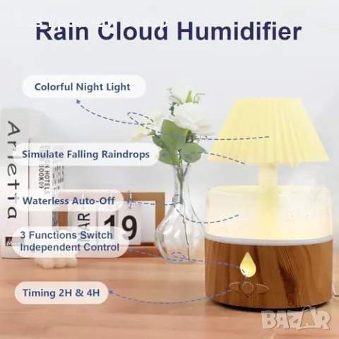 Нов Овлажнител с дъждовен ефект – 3 в 1, LED светлина, аромадифузер, снимка 3 - Други стоки за дома - 49678807