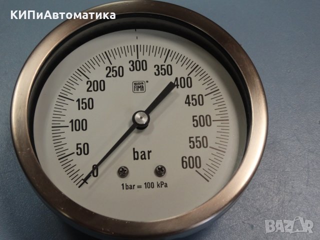 Манометър Nuova Fima Ф 100, 600 bar, снимка 2 - Резервни части за машини - 34464528