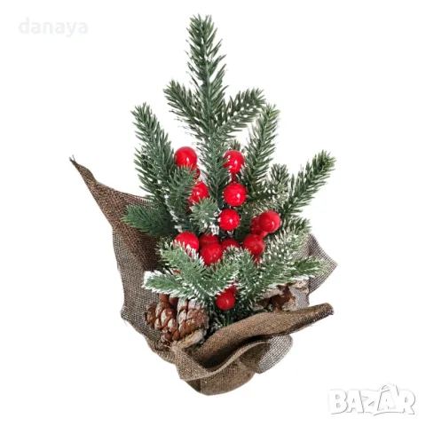 5310 Коледна украса Елхичка с шишарки, 30 см, снимка 2 - Декорация за дома - 47519725