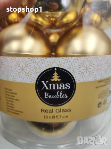Стъклени Коледни топки украса 15броя Christmas злато, снимка 3 - Декорация за дома - 48015546