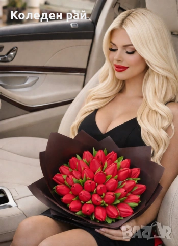 Букет от 32 изкуствени лалета, снимка 2 - Декорация за дома - 53205170