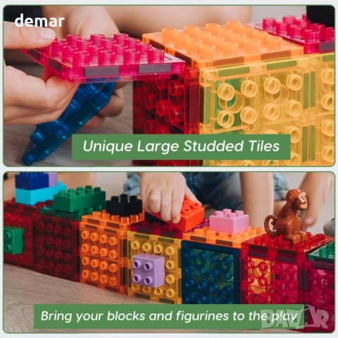 IMAGIMAGS Магнитни строителни плочки, Комплект влакчета от 18 части, снимка 5 - Конструктори - 51741983