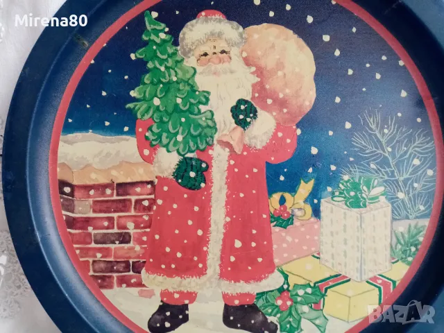 Стар коледен поднос, снимка 2 - Декорация за дома - 48358464